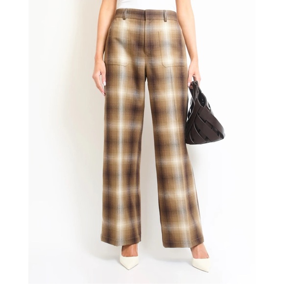 Christian Dior Tartan Wool Plaid Wide Leg Pants - Picture 2 of 12